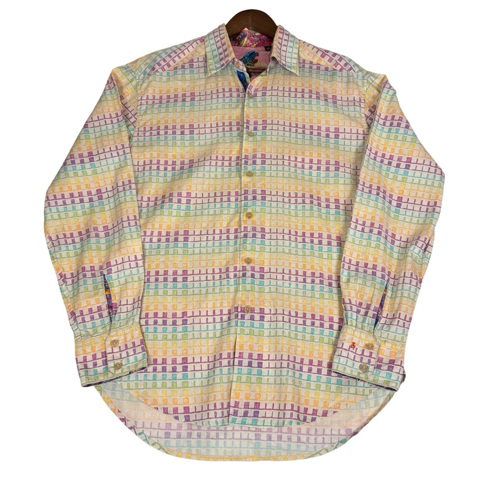 Robert Graham Button Down Shirt Mens Large Multicolor Rainbow Geometric EXCL